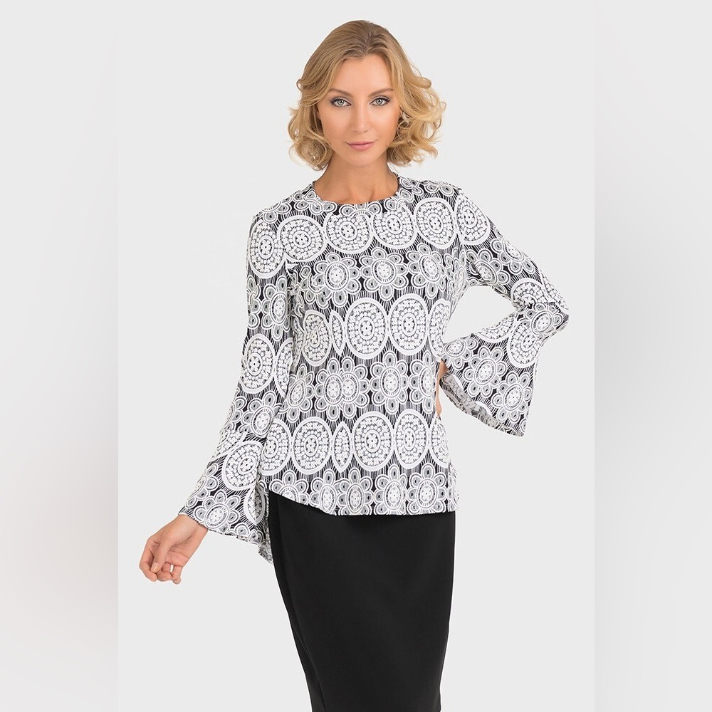 Gorgeous Joseph Ribkoff Lace Print Knit Blouse